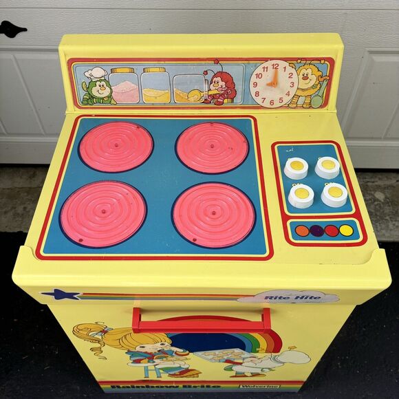Vintage Rainbow Brite Rite Hite Kitchen Stove Play Set 1980s Metal Plastic - Picture 2 of 16